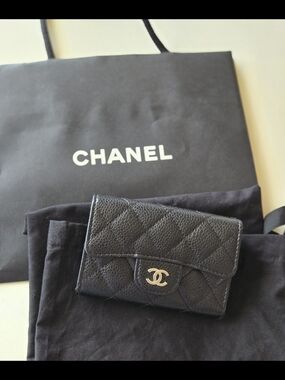 Chanel Black Quilted Leather Card Wallet